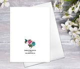 Wildflower Floral Flower Pink Blue Rose Watercolour Card Flower Greeting Cards Anniversary Mother's day Valentine's Day Blank Greeting Card