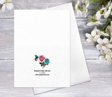 Wildflower Floral Flower Pink Blue Rose Watercolour Card Flower Greeting Cards Anniversary Mother's day Valentine's Day Blank Greeting Card