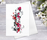 Floral Flower Red Plum blossom Blooming Watercolour Card Flower Greeting Cards Anniversary Mother's day Valentine's Day Blank Greeting Card