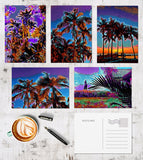 Landscapes Palm Tree Postcards Set  Palm Tree Tropical Tree Painting Art Postcards Colorful Cards Hawaii Travel Posters landscape Prints