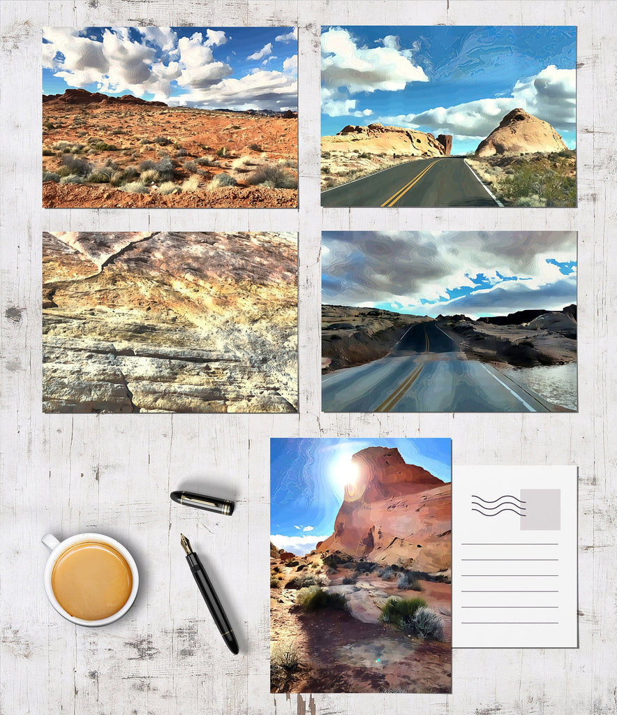 Nevada Red Rock Landscapes Postcards Postcard Set Paintings Cards Desert Art Southwest Gift Colorful Artwork Las Vegas Travel Posters Prints