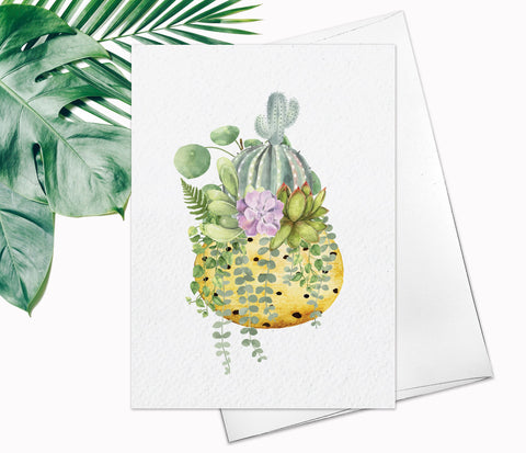 Succulent Card Note Cards Floral Blank Watercolour Card Flower Greeting Cards Mother's day Watercolor Succulents Moving Announcement Cards