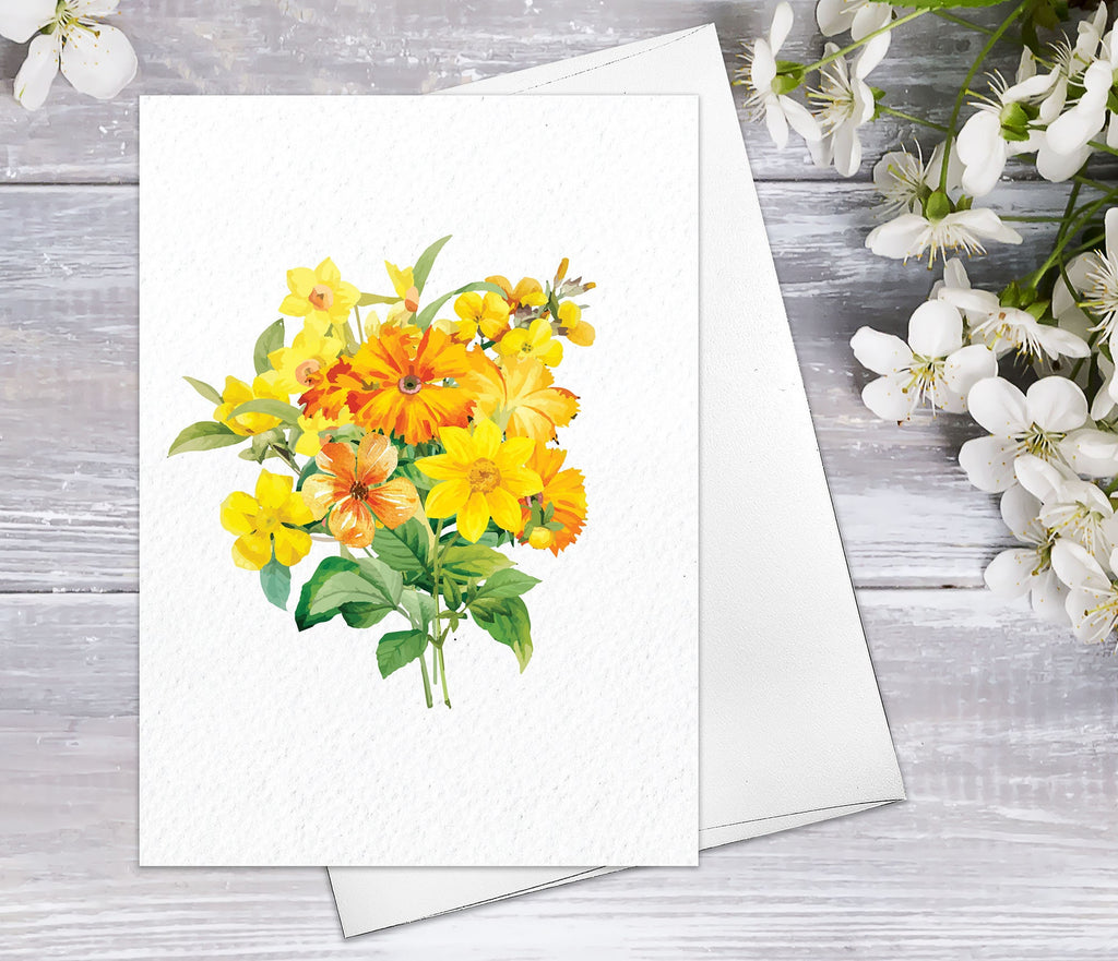 Sweet Yellow Blossoms Cards  Floral Blank Watercolour Card Daisy Flower Greeting Cards Anniversary Mother's day Get Well Soon Greeting Cards