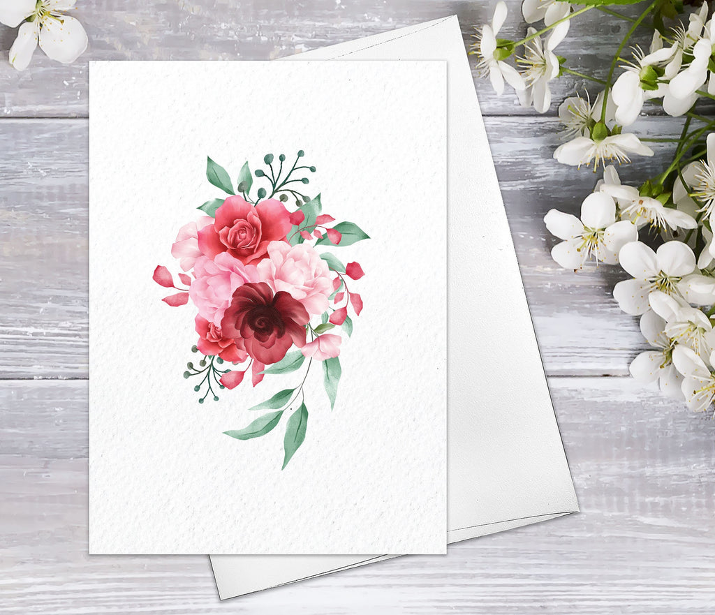 6-pack Sweet Peony Blossoms Cards Floral Blank Watercolour Card Peony Flower Greeting Cards Anniversary Mother's day Cards (Pack of 6)