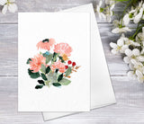 Sweet Watercolor Blossoms Cards w Envelopes Floral Blank Watercolor Card Wild Flower Greeting Cards Anniversary Mother's day Greeting Cards