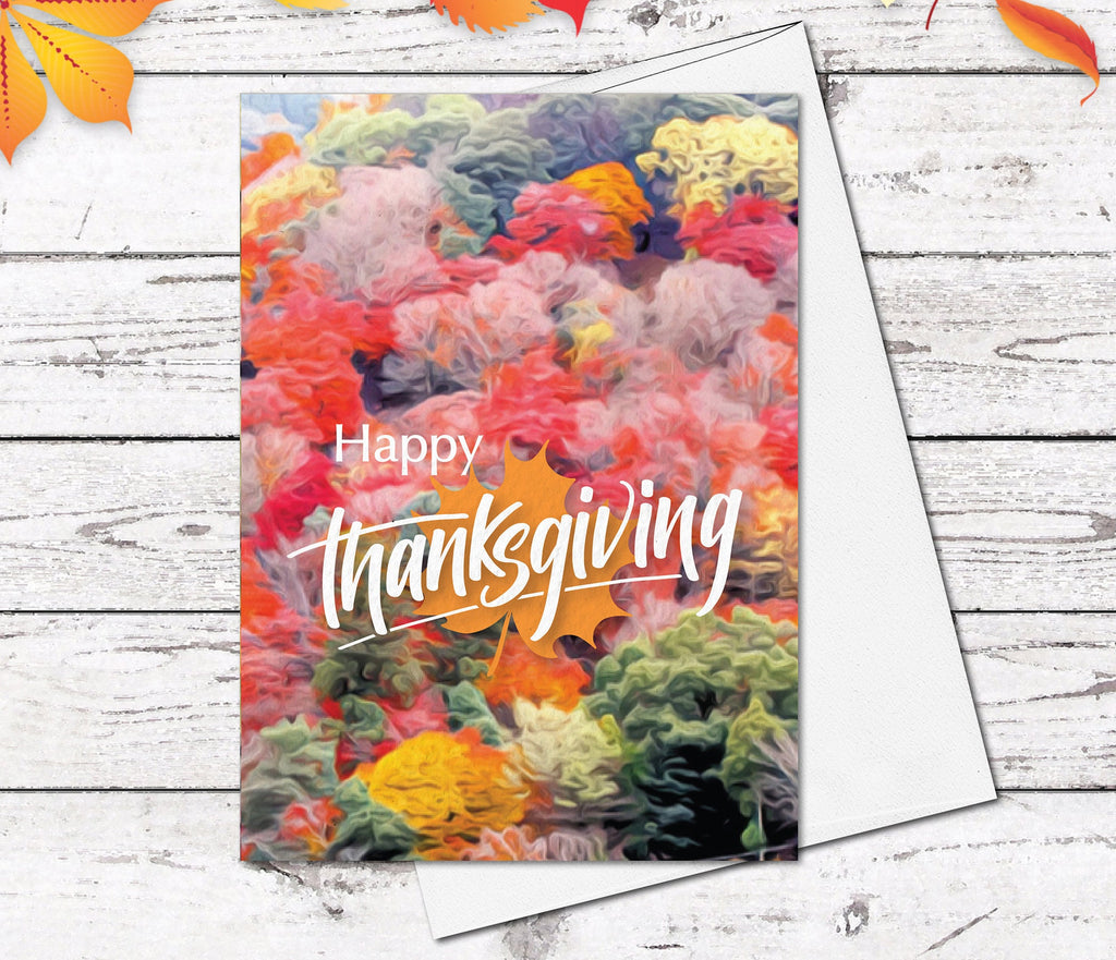 Happy Thanksgiving Card Autumn Forest mountain leaves Thanksgiving Gift Greeting Card Blank Watercolour Card Thanksgiving Greeting Cards