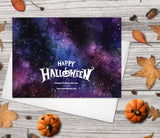 Happy Halloween Greeting Card Set of 4 - Starry Night Sky Spooky Castle Scary Pumpkins Bats Full Moon Cards Halloween card Halloween Gifts