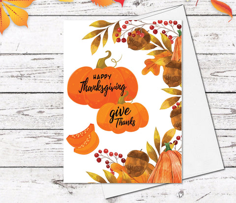 Supperb Thanksgiving Cards Set of 6 - Happy Thanksgiving Pumpkins Autumn Leaves Thanksgiving Card Gift Handmade Greeting Card (Set of 6)