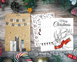 Merry Christmas and Happy New Year Cards set of 6, Santa's Reindeer Holiday Cards Holiday Greeting Card Pack Christmas Cards
