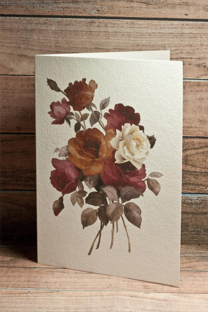 Supperb Watercolor Roses Bouquet (Set of 2) - Valentines Day Wedding Anniversary Mother's day Valentine's Day Blank Greeting Card