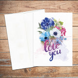 Supperb Greeting Cards - Watercolor Flowers Bouquet Floral Variety Pack  Valentines Day Wedding Anniversary Card /Thank you Card (Set of 4)