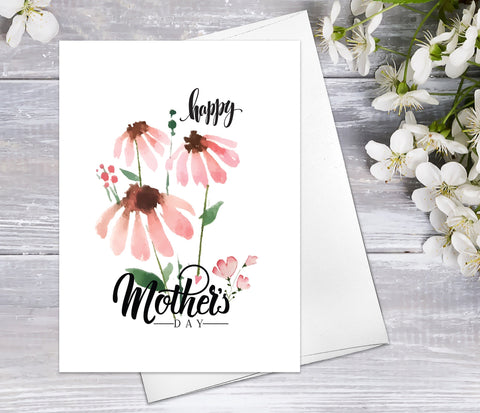 Happy Mother's Day Flower Spring Watercolour Card Floral Greeting Cards for Mom Mother's Day Greeting Cards Mothers Day Cards Gift