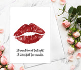 Valentine's Day Card - Kiss on the Lips Red Lipstick For Boyfriend Husband It Iook a full five minutes Valentines Day Greeting Card
