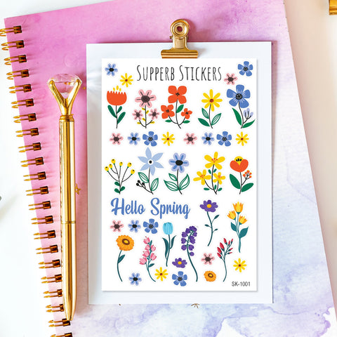 Scrapbook Stickers Bullet Journal Stickers Planner Stickers - Spring Flowers Stickers Easter Stickers Spring Decals Custom Window Decals